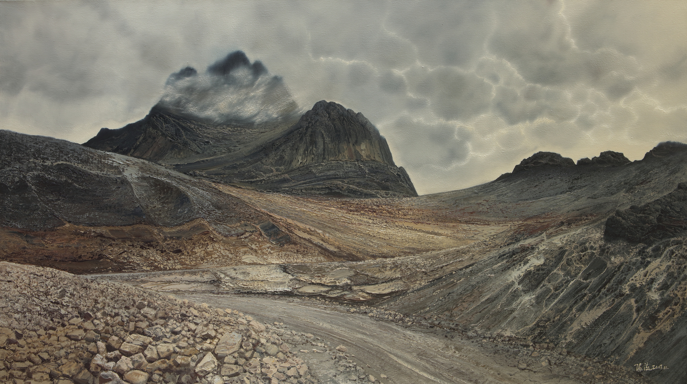 陈流油画《山路